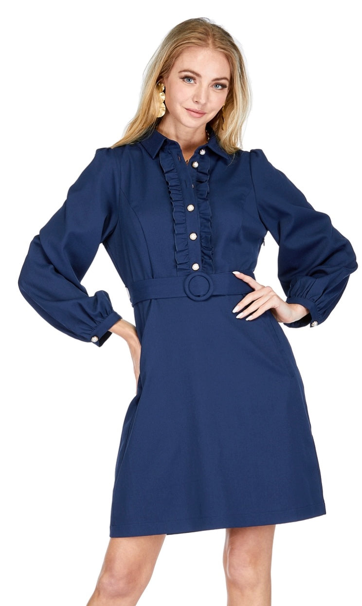 Jade Button dress in navy