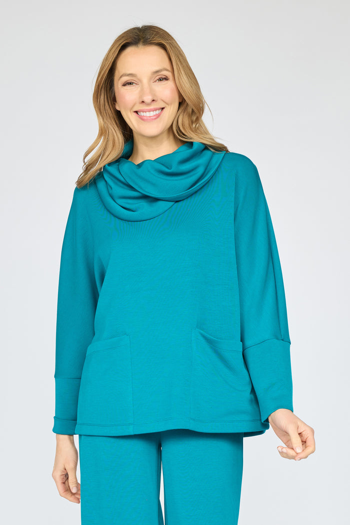 Featherlux knit cowl neck tunic
