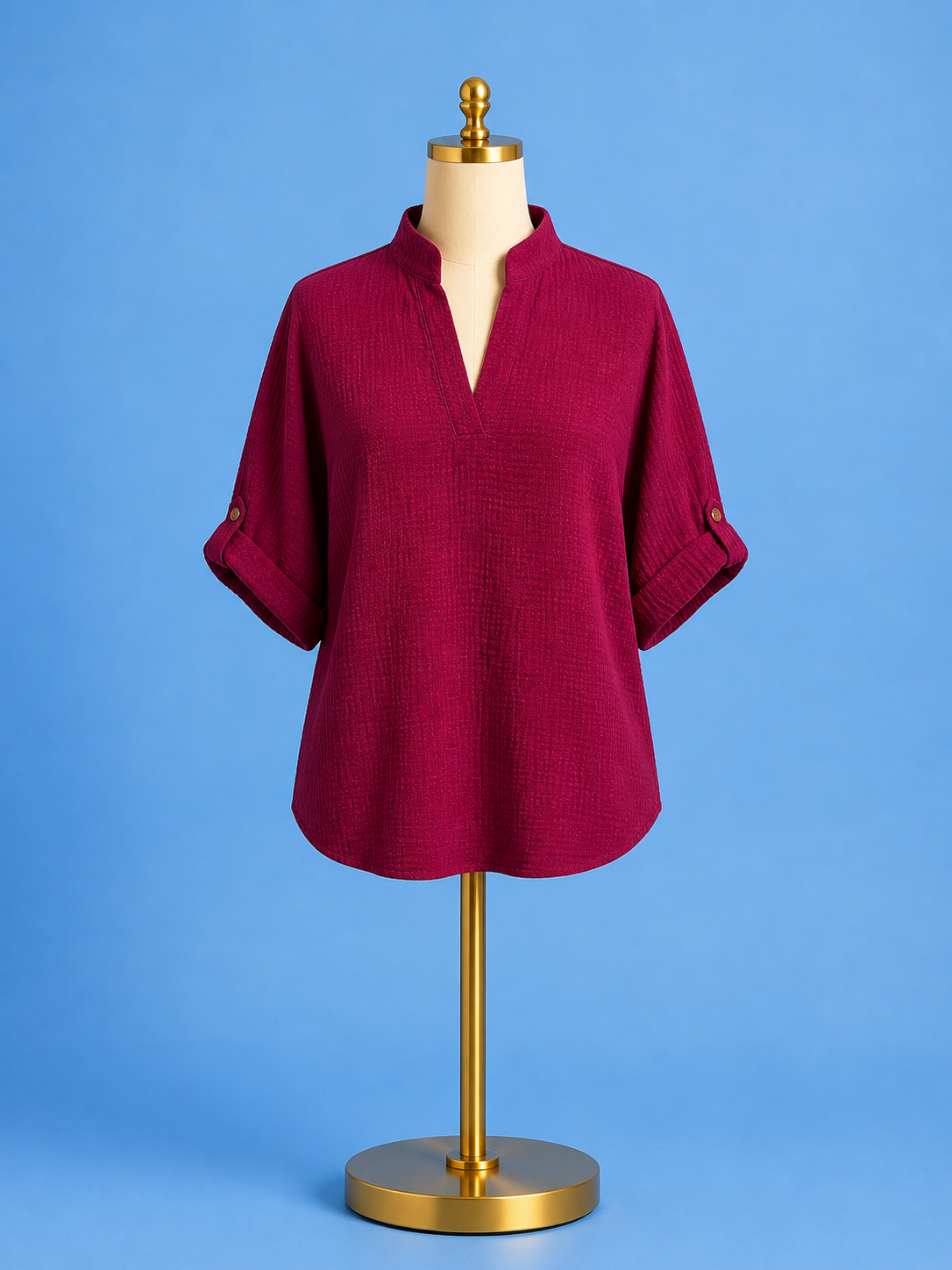 Caroline Top maroon waffle
