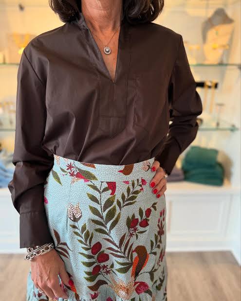 Joni Popover silky poplin/ chocolate