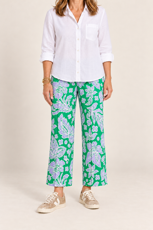 Front stitch ankle pant/ green petal