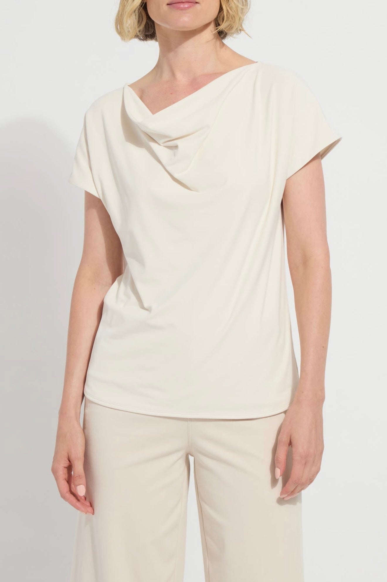 Ensley cowl neck top/ macadamia