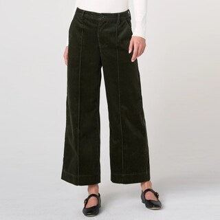 Wide Leg Crop Corduroy Pants/ Hunter Green