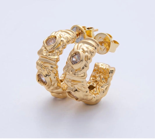 Small gold hoops with bling