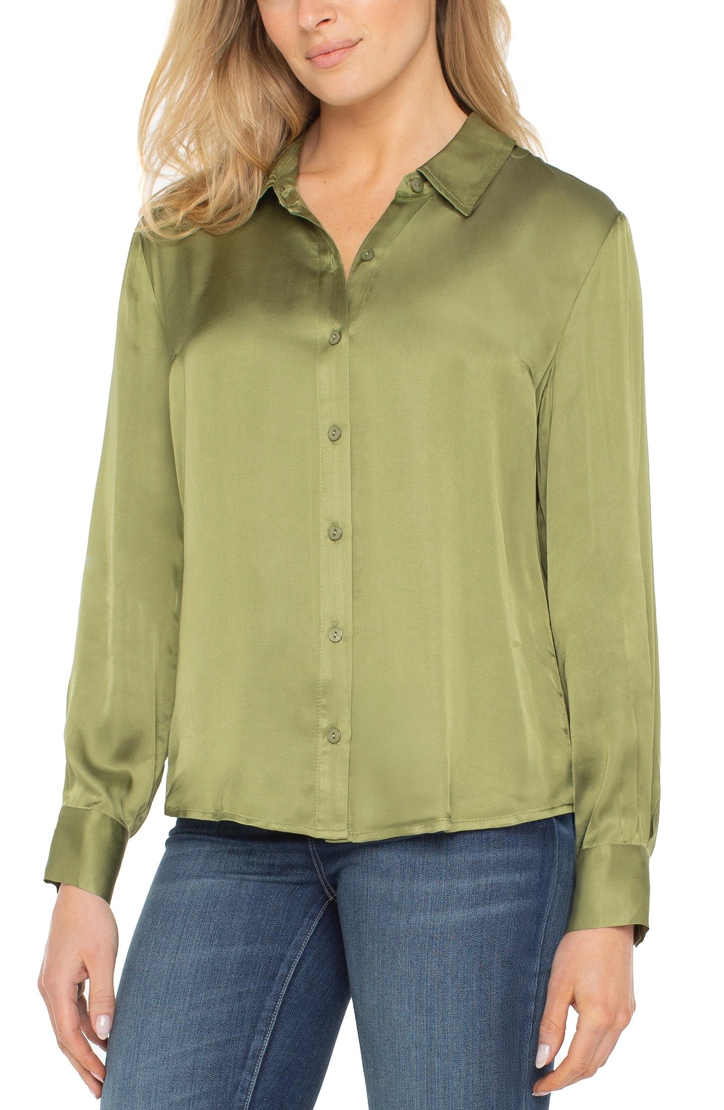 Button Front Blouse/ artichoke