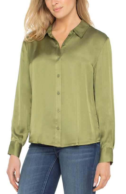 Button Front Blouse/ artichoke