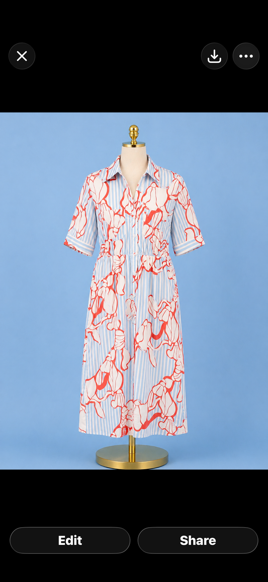 Midi Shirtdress / Petal Lines