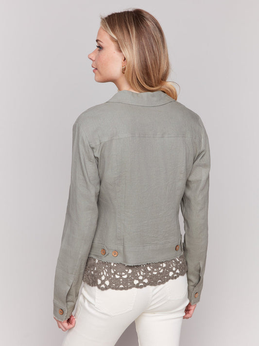 Linen Blend jacket/ celadon