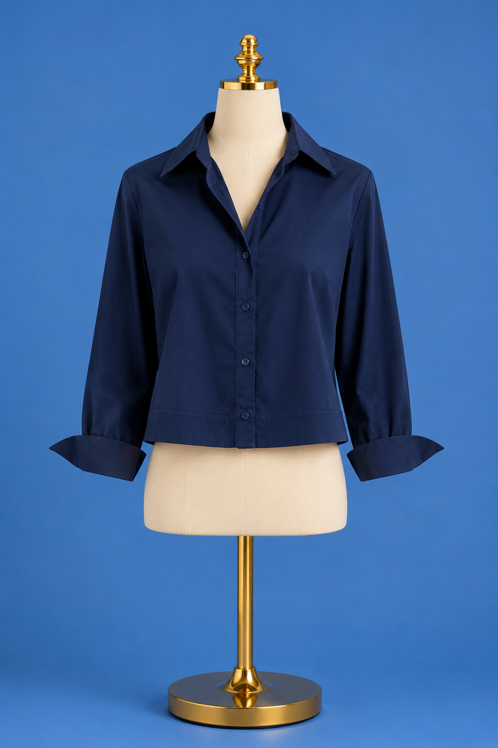 Eugenie Shirt solid silky poplin/ Navy