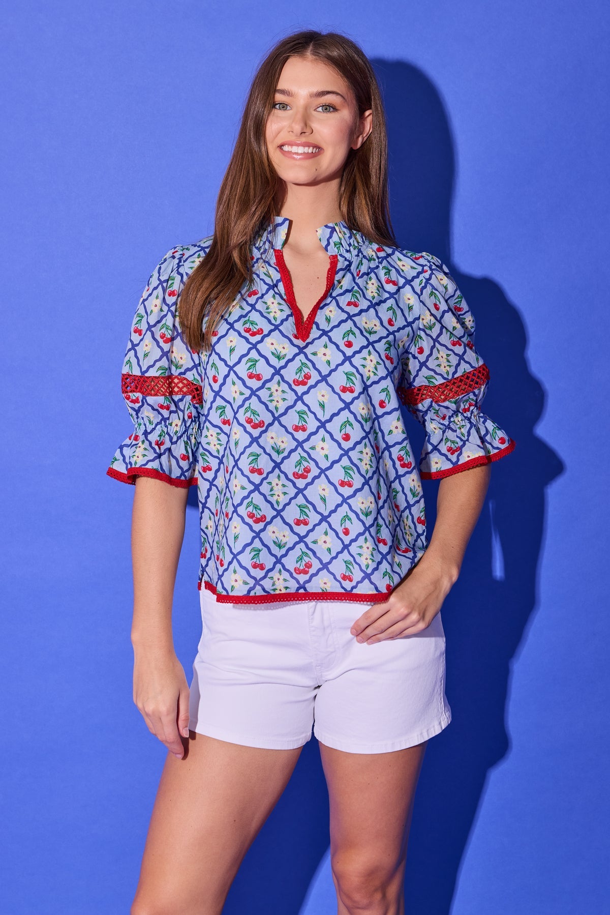 Lottie Top / light blue cherry