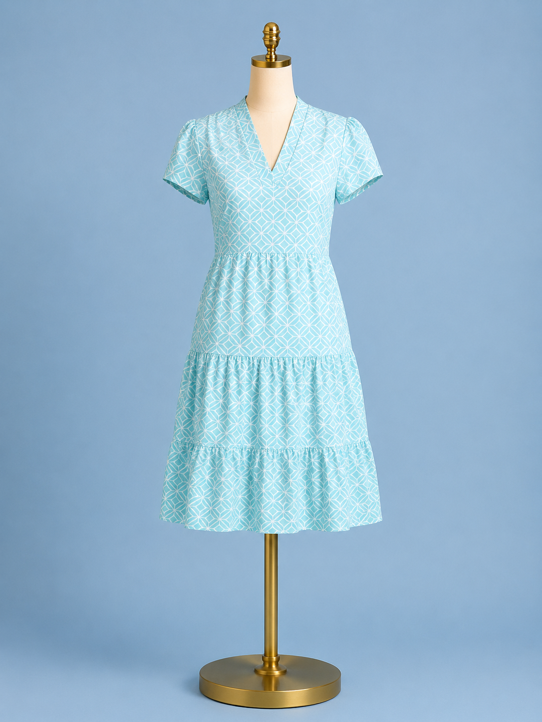 Libby Dress/ Star Lattice Light Blue