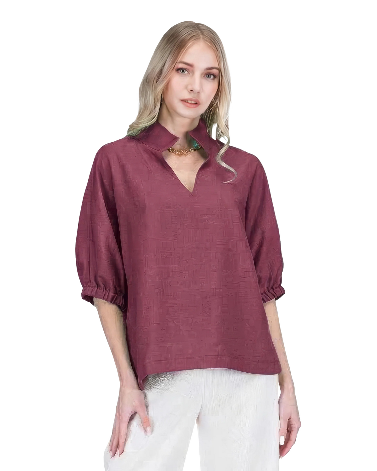 Collar Top/ Maroon