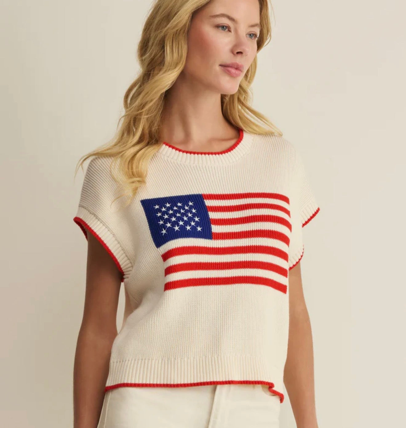 Sleeveless Patriot Sweater Cloud