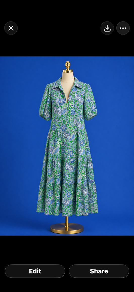 Portia Dress/ Butterfly Botanical Grass
