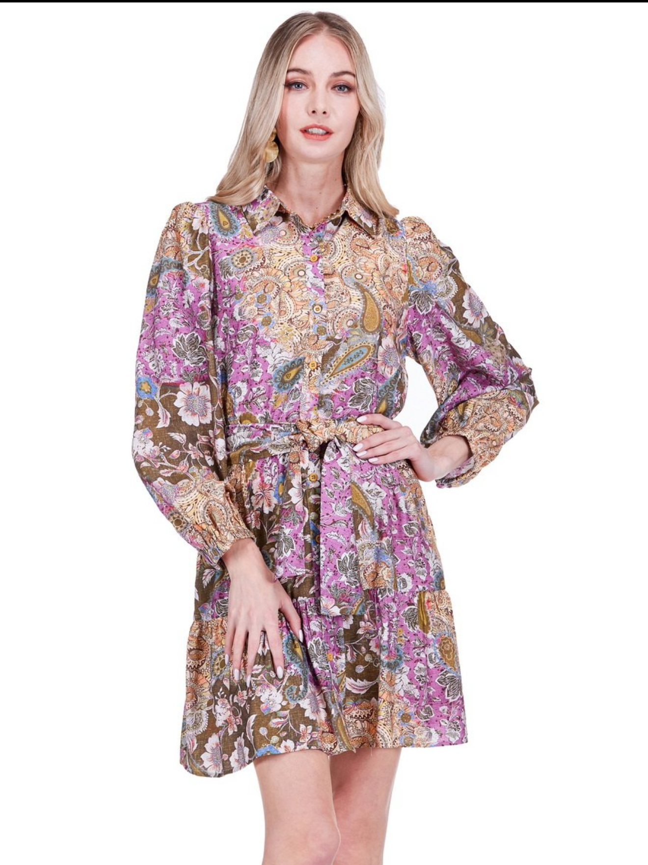 Hem shirt Dress/ Plum Mosaic