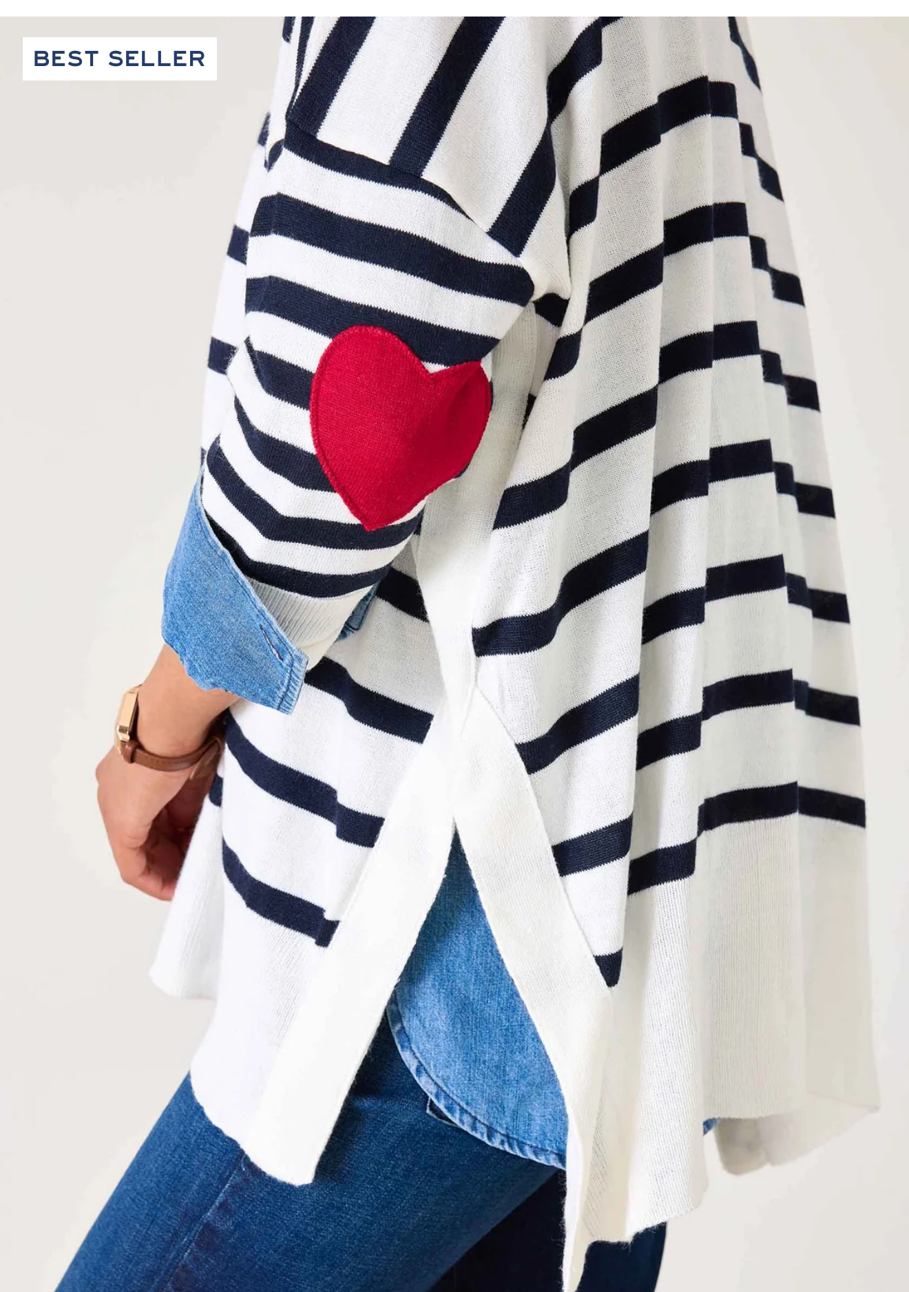 Amour Sweater with ❤️ patch/ striped navy