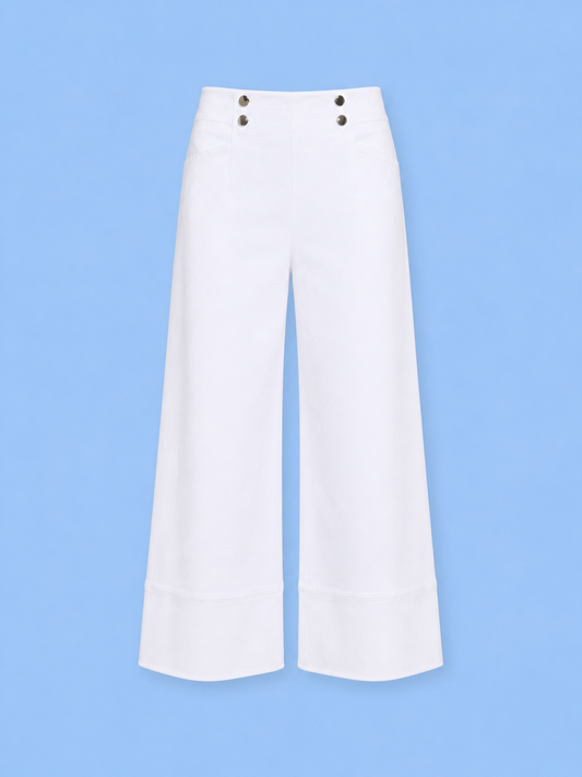 Dion sailor crop palazzo denim / white