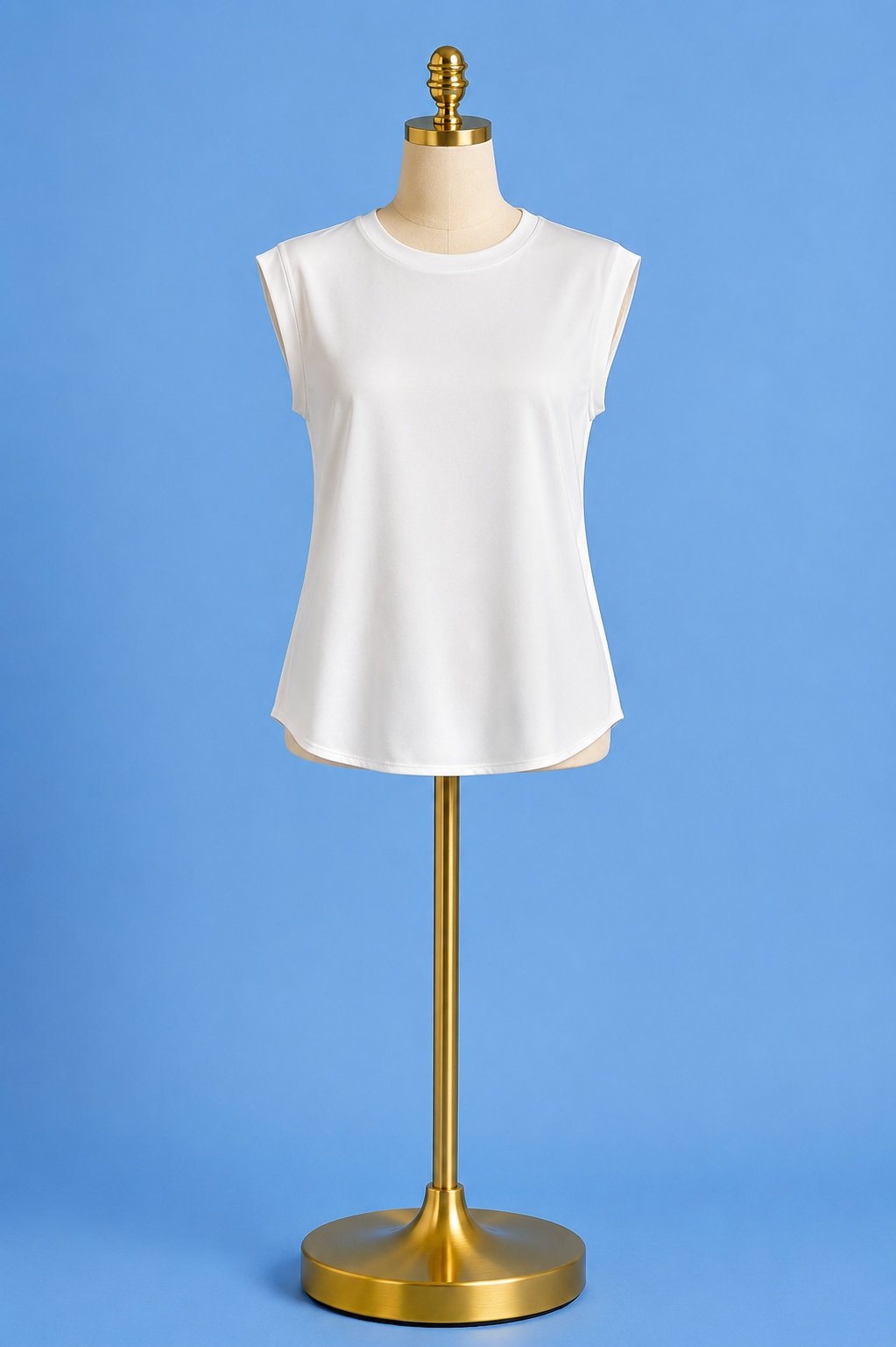 sleeveless woven top/ whipped cream