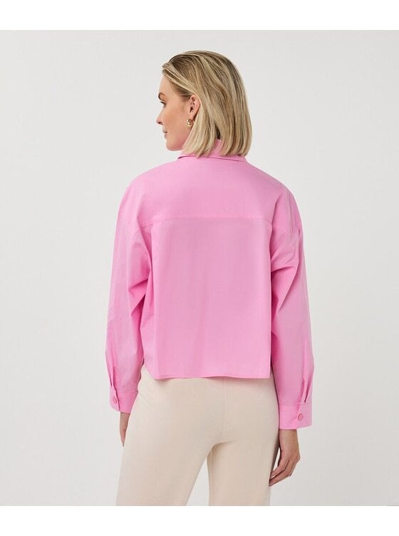 Blouse cropped folded cuff / Rose