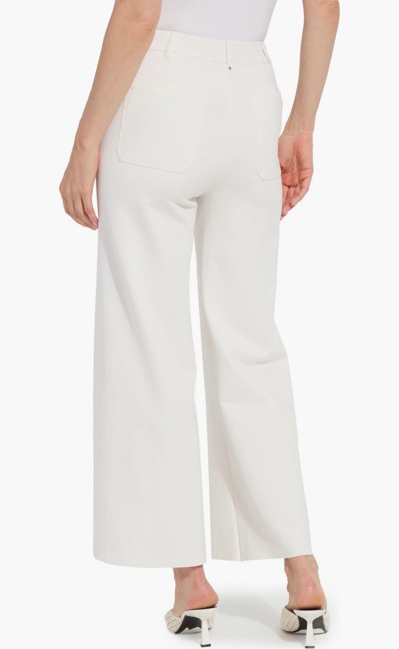 Erin Hi Waist Wide Leg Ponte/ chalk