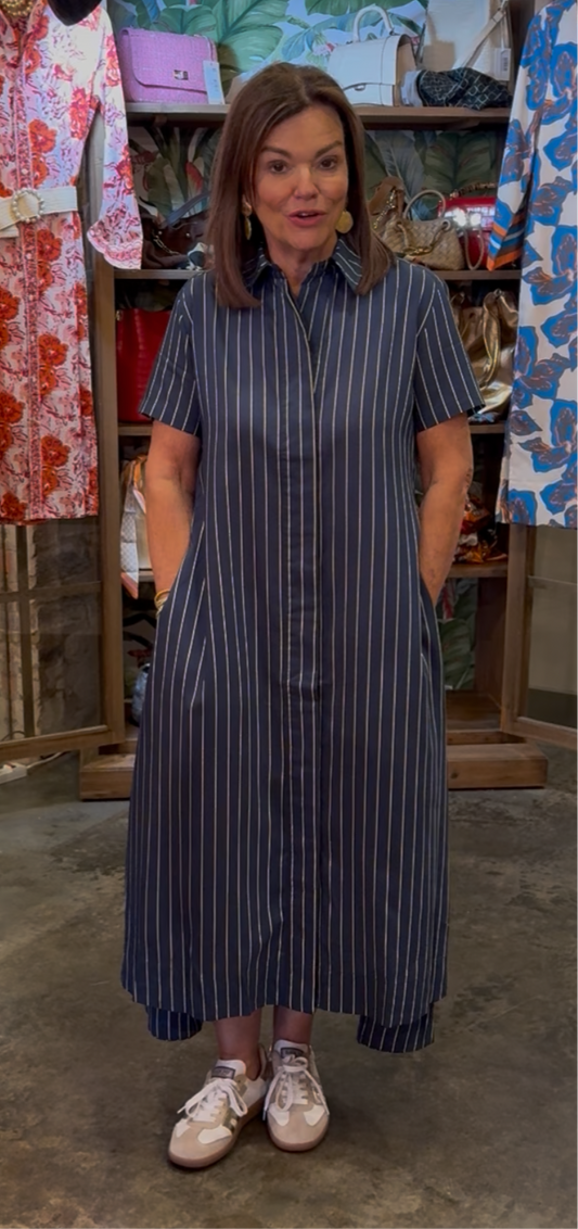 Millie Dress Long / navy stripe