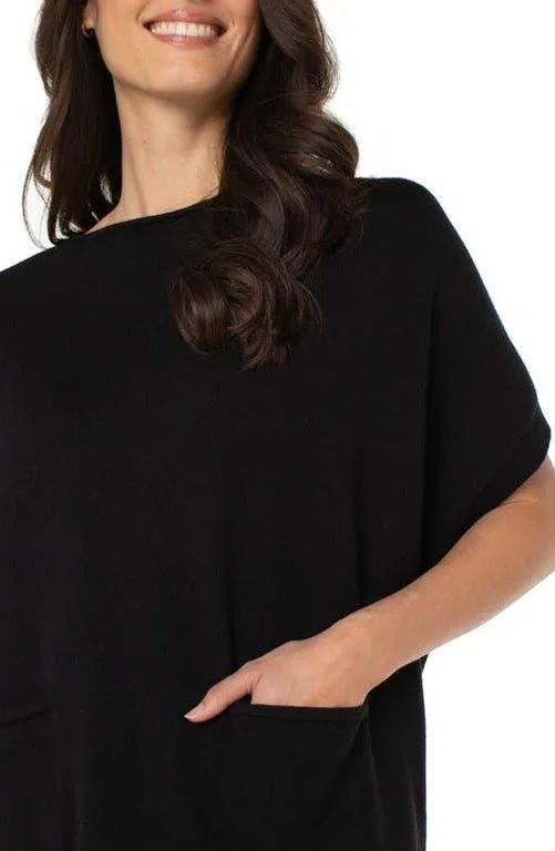 Boat neck dolman sleeve sweater/ black