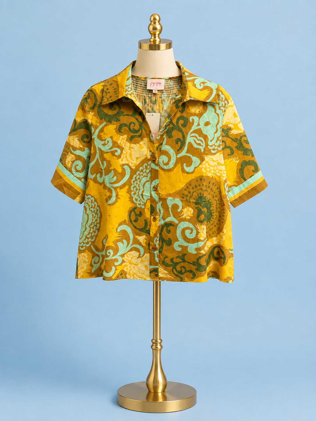 Back Smock Blouse/ saffron scroll
