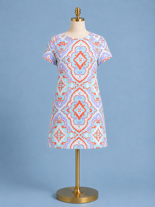 Ella Dress / Fez Tile Light Aqua
