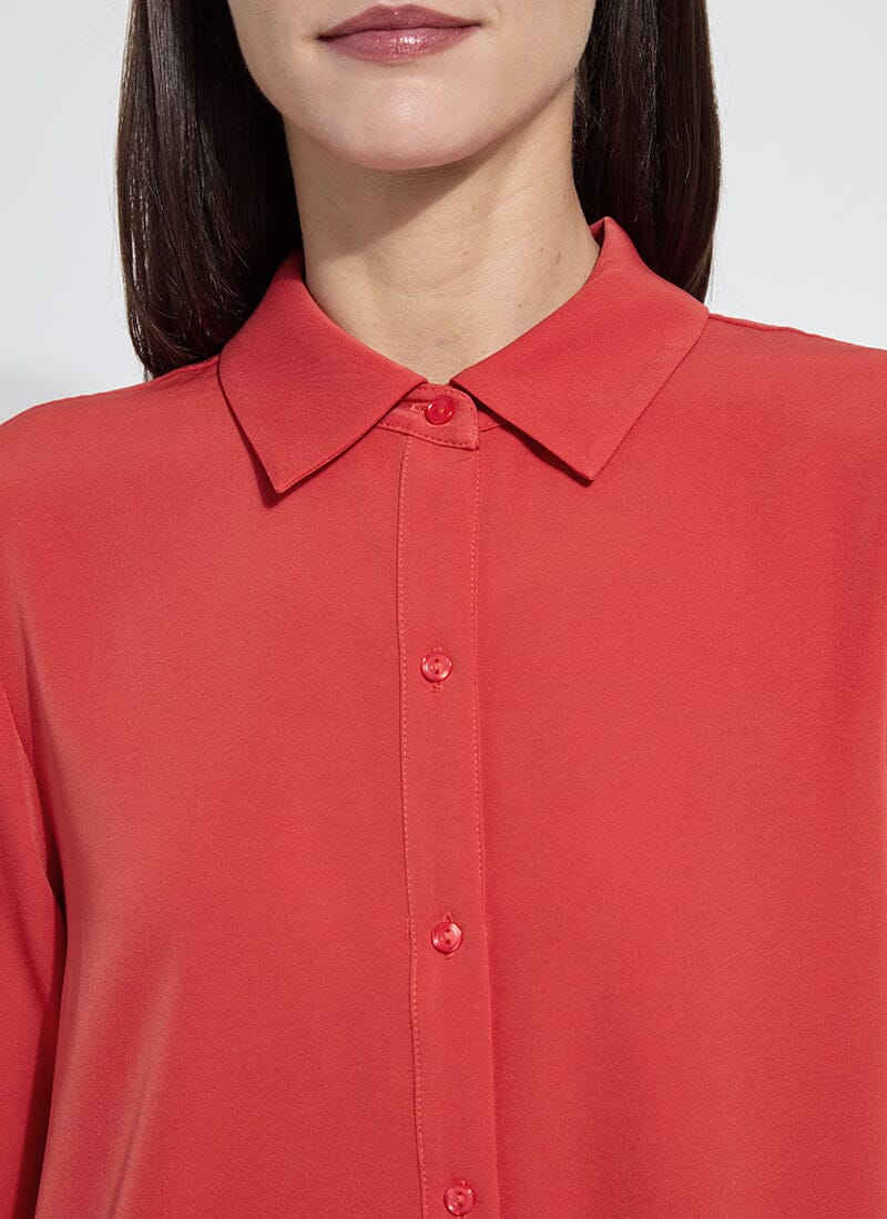Parker Button Down Blouse/ extraordinary red