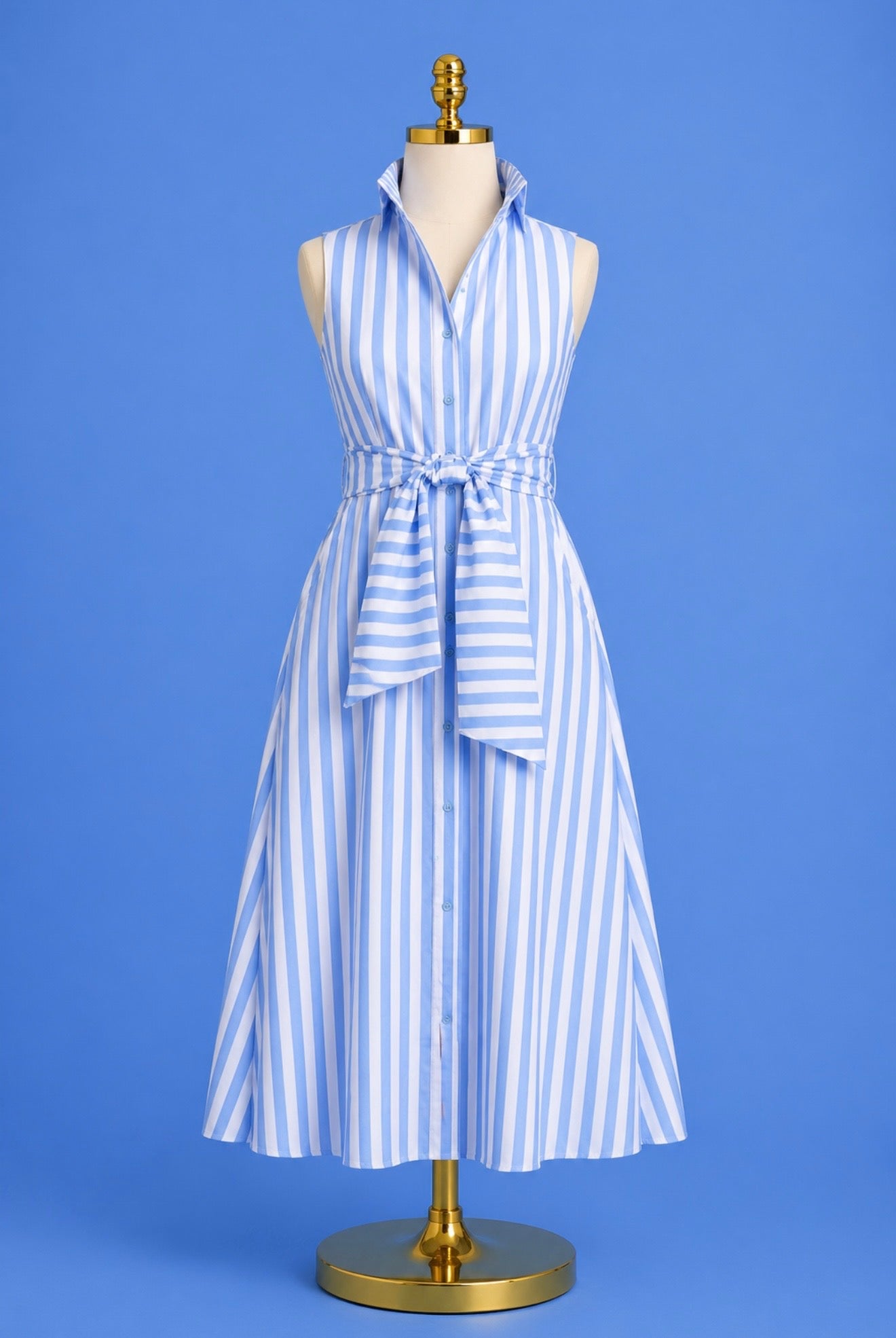 Midi Dress / Blue & white stripe