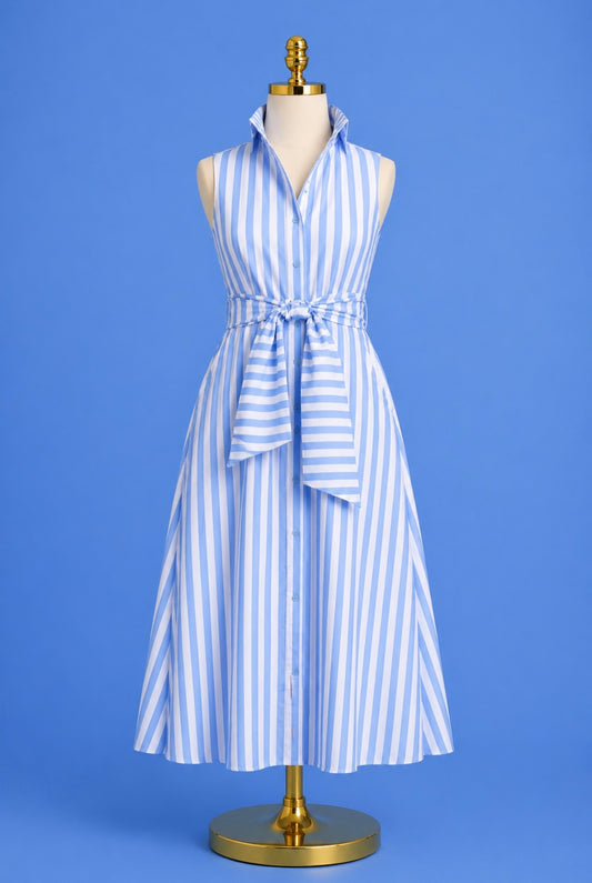 Midi Dress / Blue & white stripe