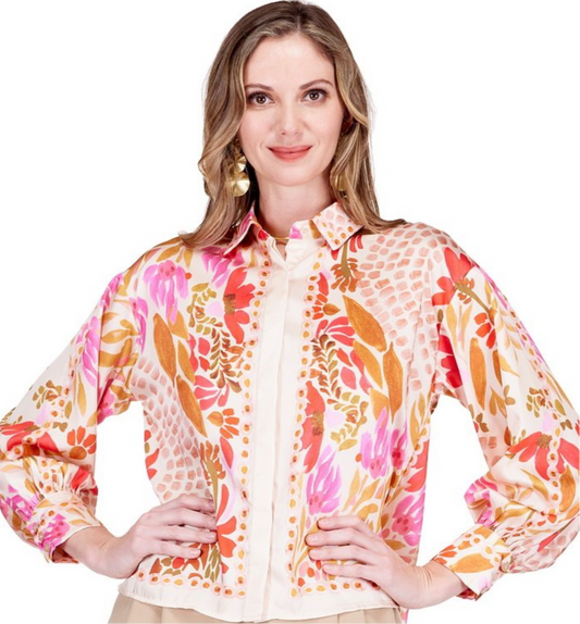 Oversize Shirt/ Floral Scarf