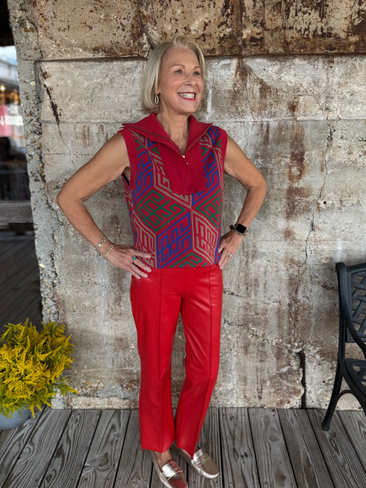 Red vegan leather Elysse pant