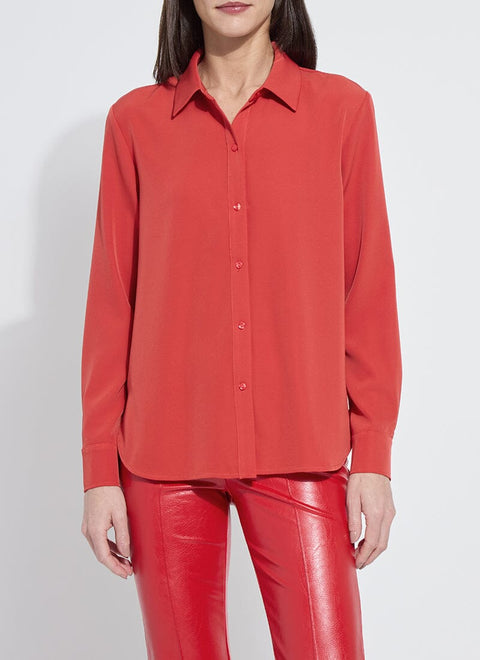 Parker Button Down Blouse/ extraordinary red