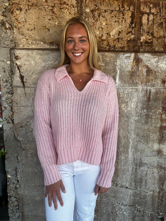 Wooden ships polo chunky sweater pink