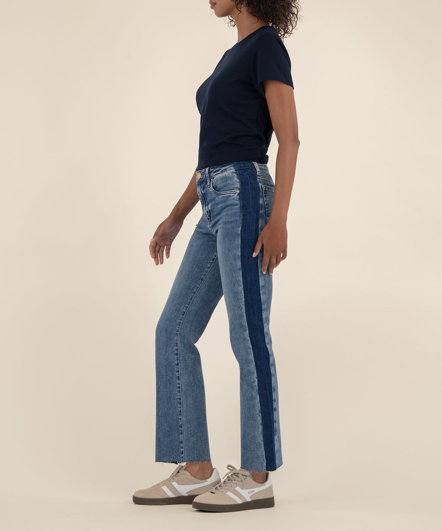 Kelsey High Rise ankle flare/ inerrant with dark stripe