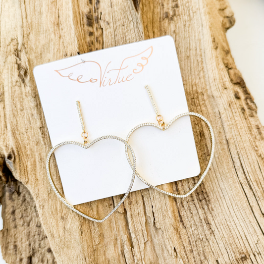 rhinestone heart earrings