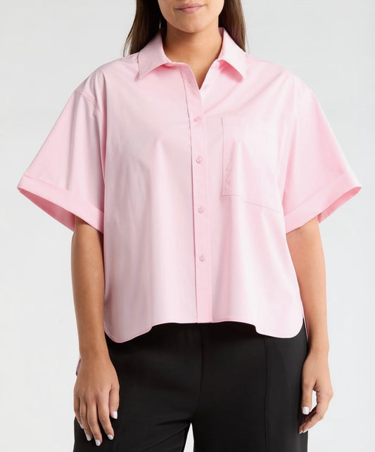 Corinna oversized cropped shirt / rose