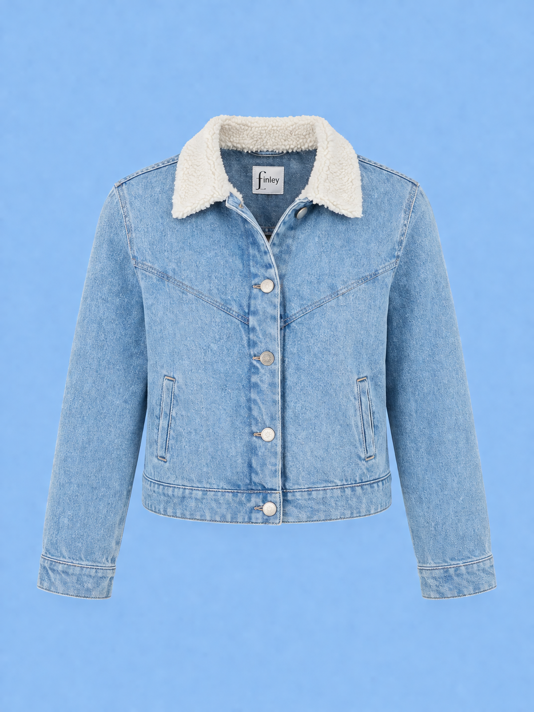 Denim Jacket with sherpa/ light indigo