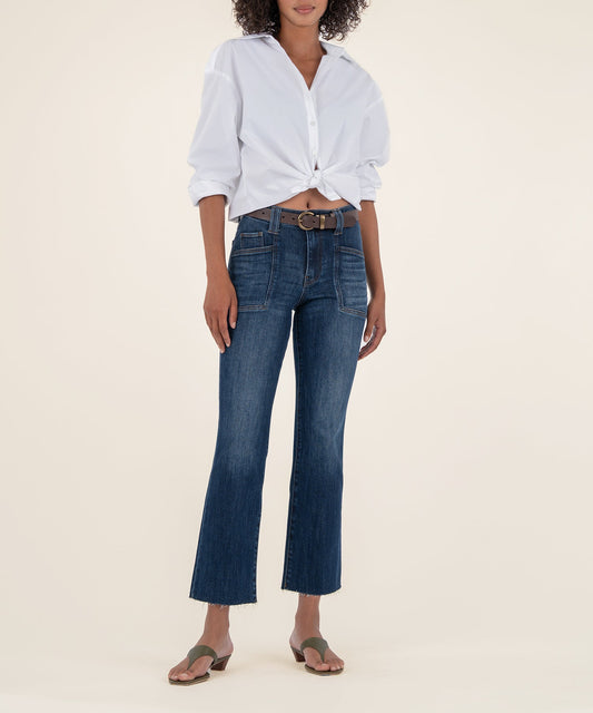 Kelsey High Rise Flare with front pocket/ precocious