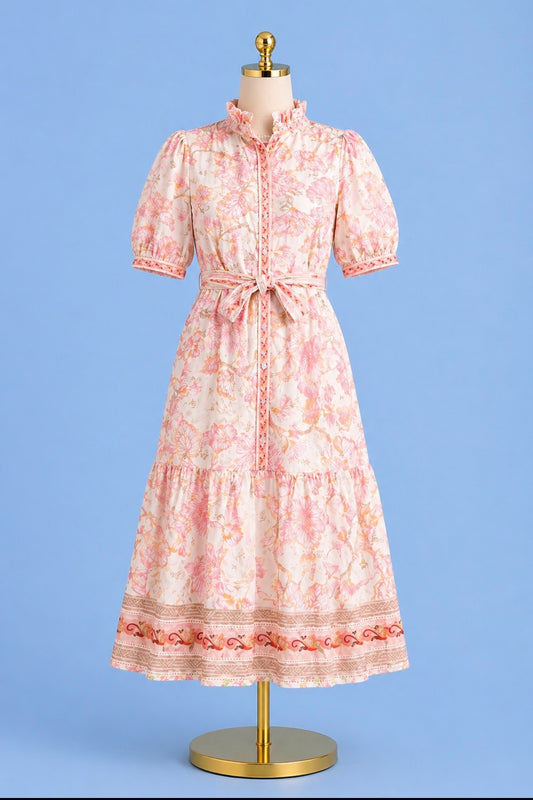 Button front midi dress/ Aloha Bloom