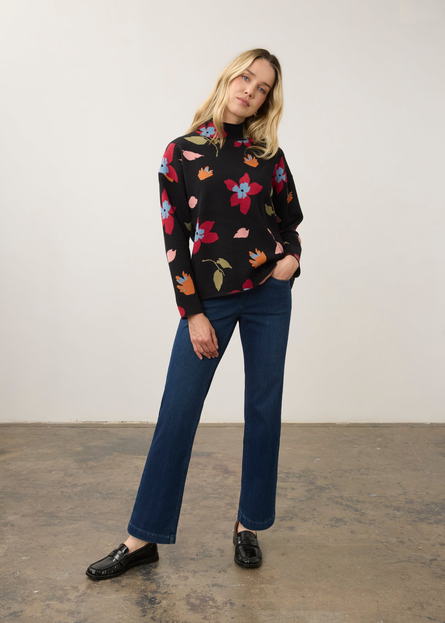 Mock Neck loose fit sweater/ Rebecca