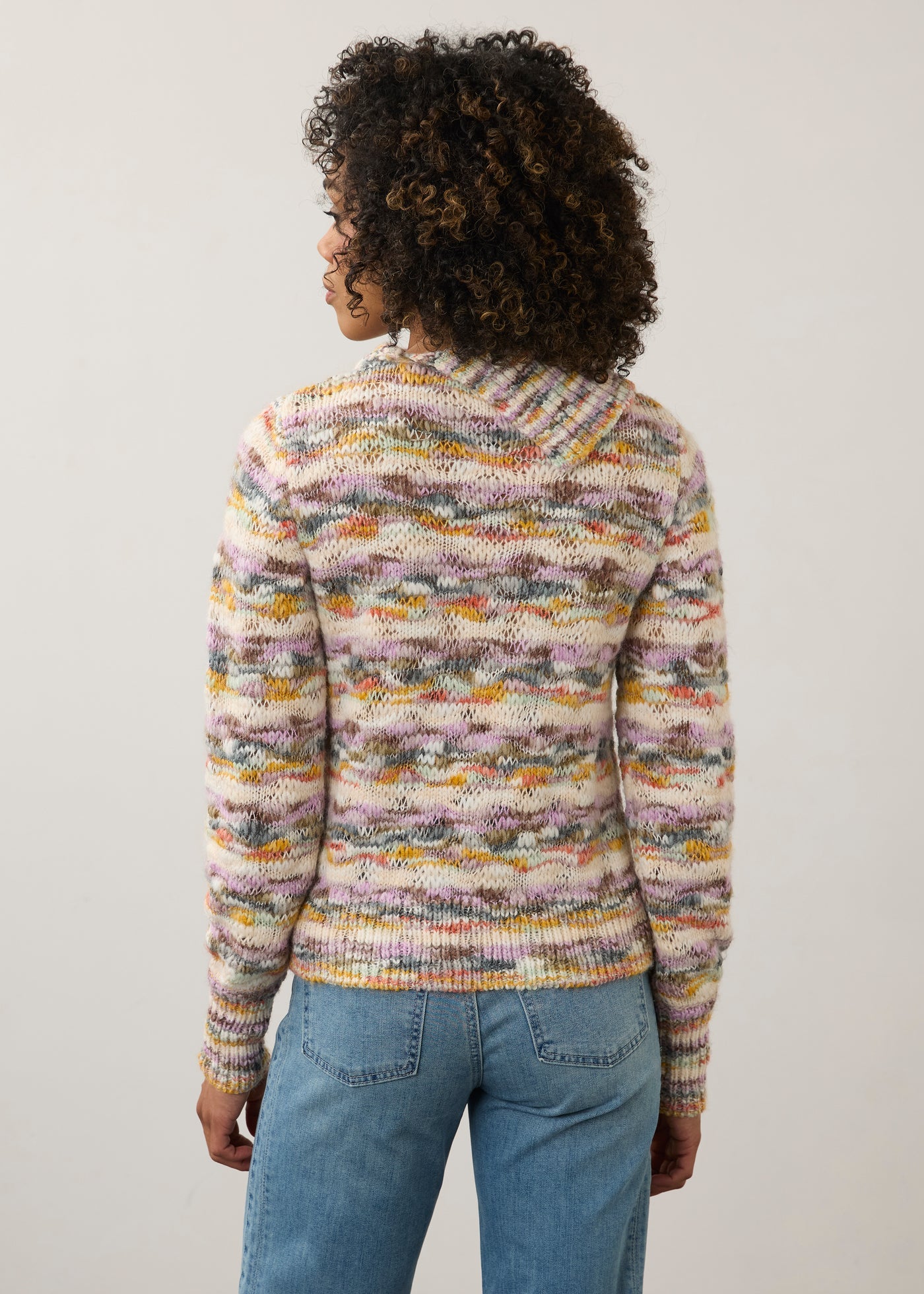 Enveloped Collar Sweater / layered spacdye