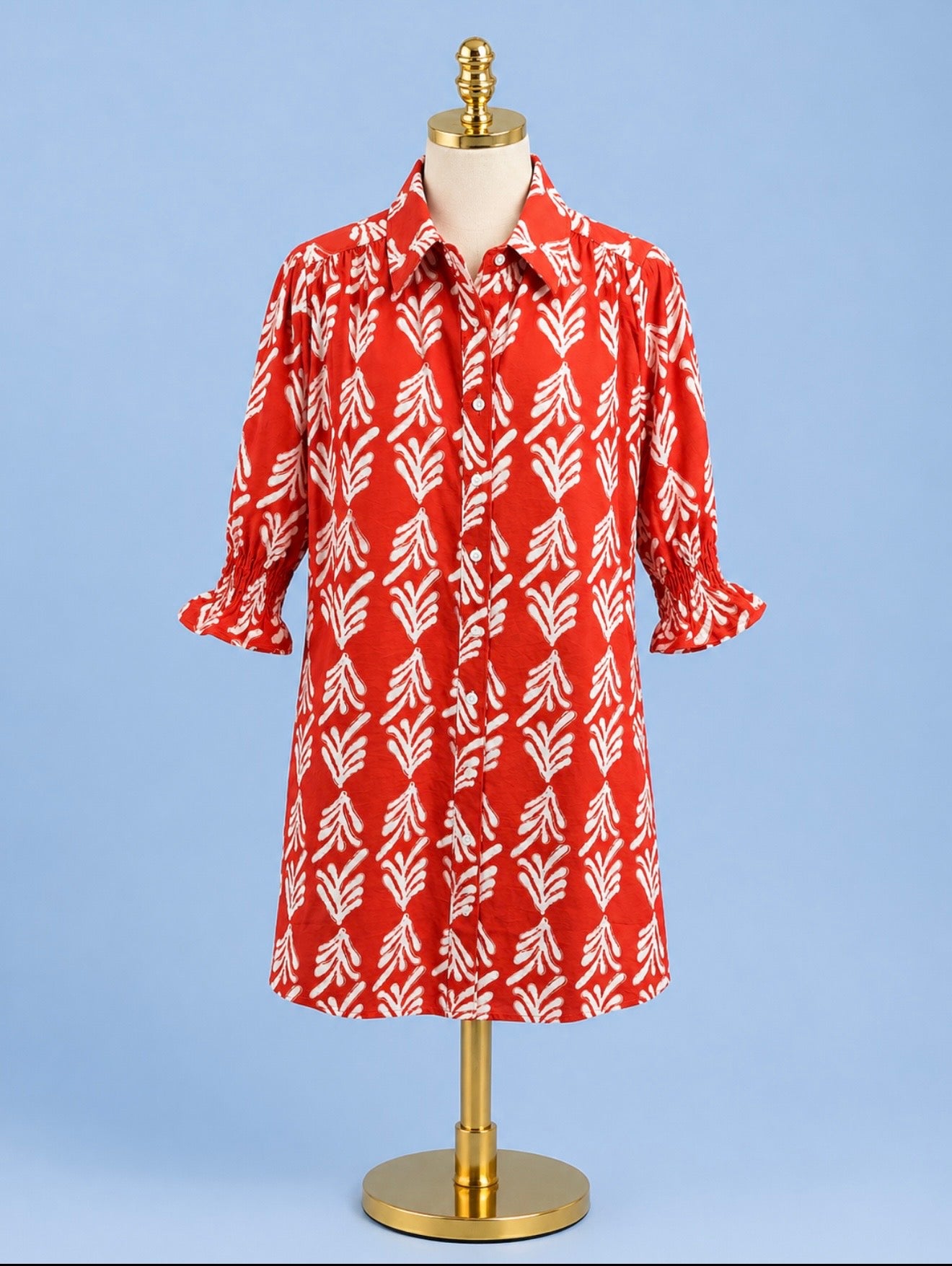 Coral Palm shirt dress
