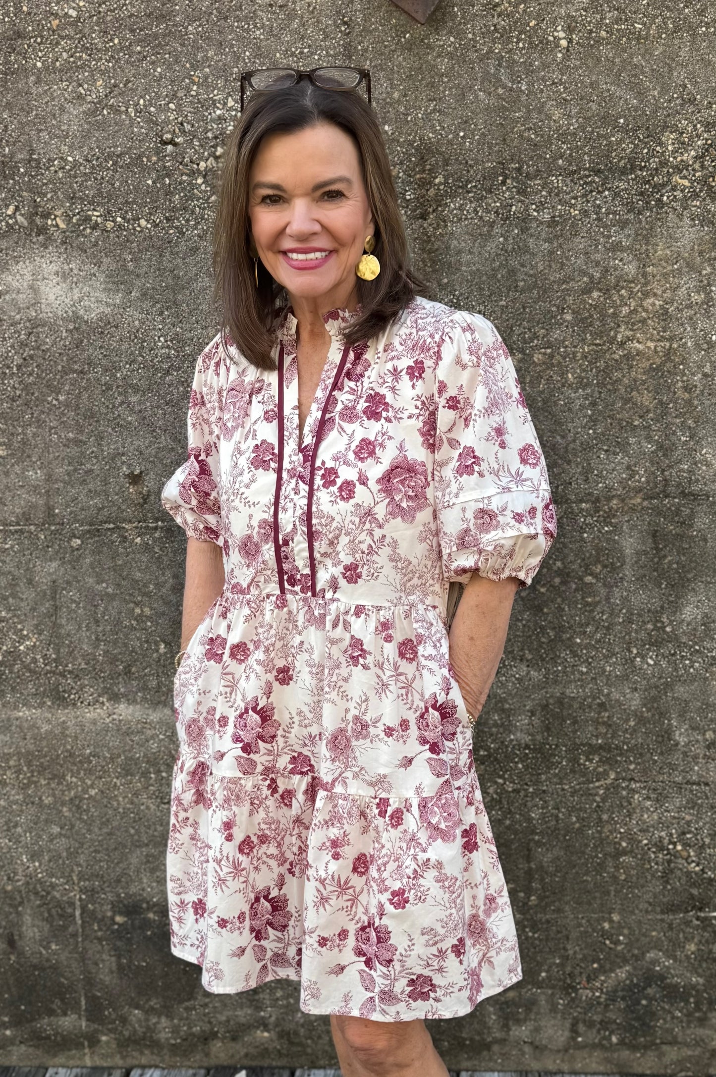 Tiered Dress/ Maroon Rose