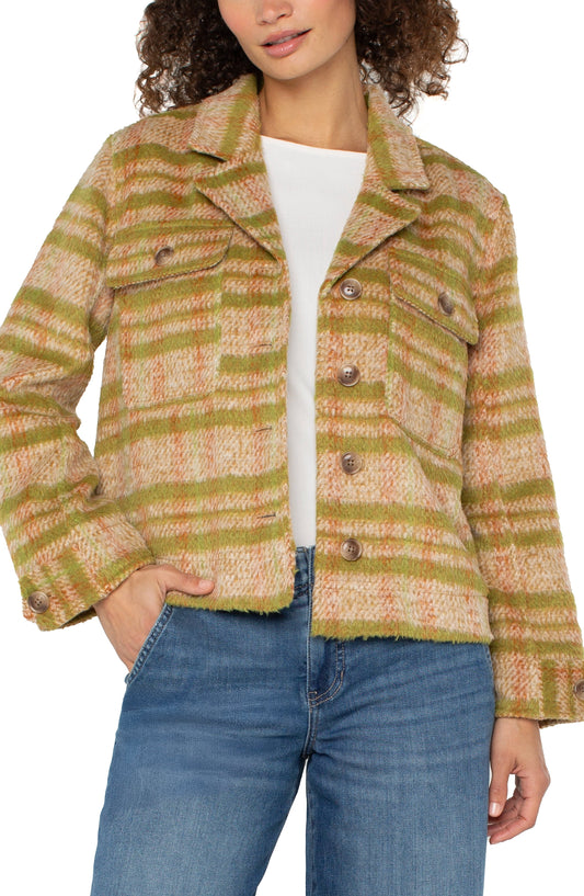 Casual Jacket/ green gold blanket plaid