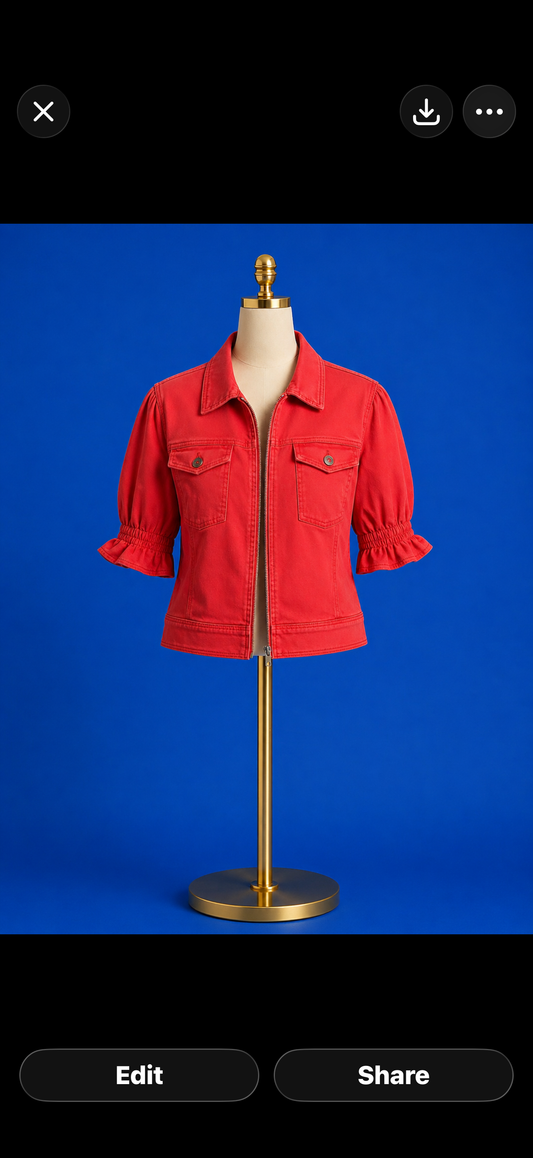 Jacket with flounce sleeves/ red