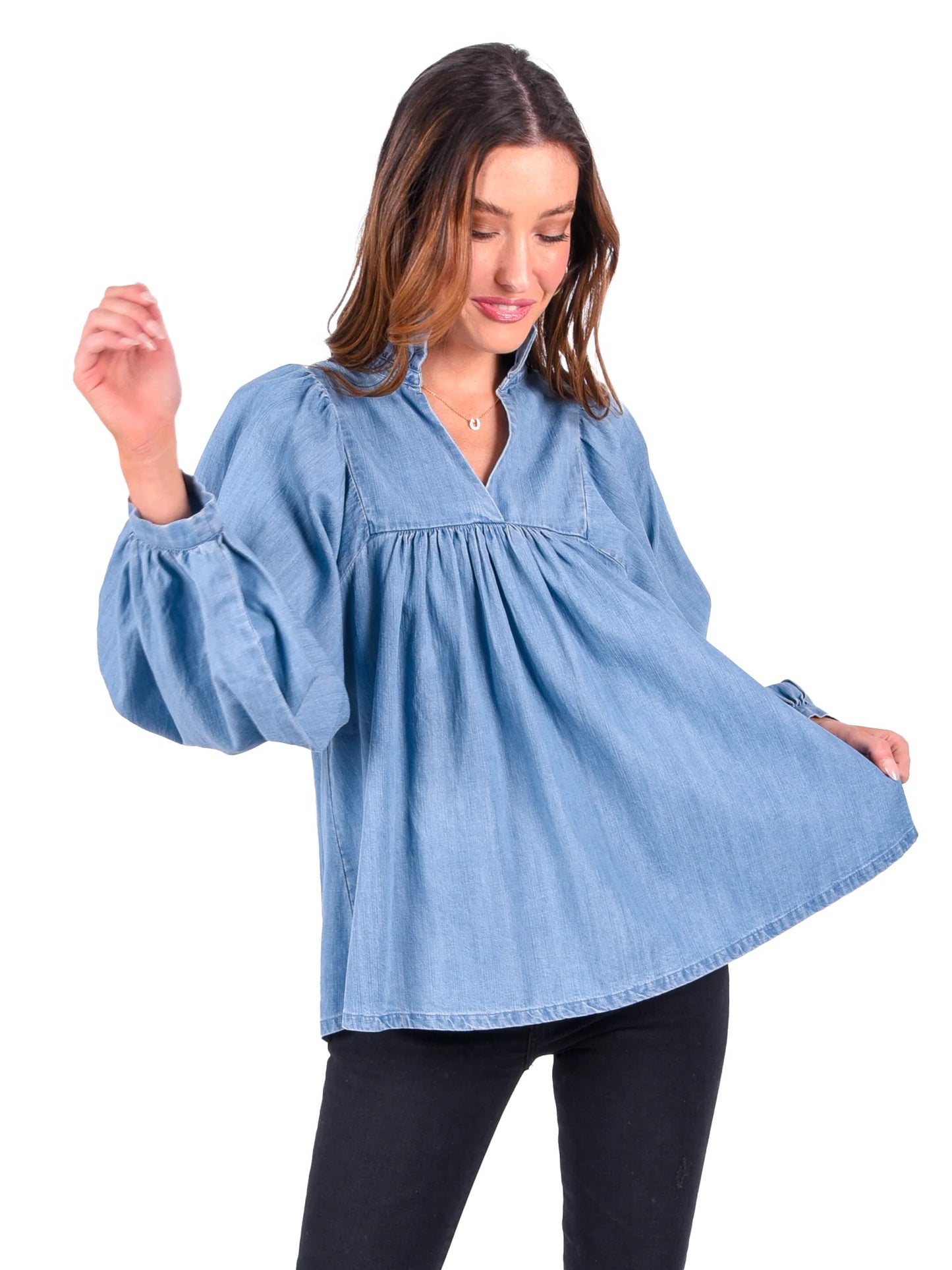 Emily Mccarthy Chambray Stella Top