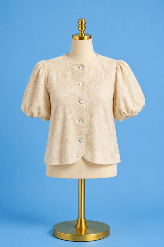 Top balloon Shell Print / ecru