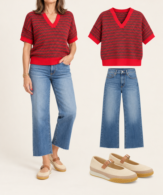 Zig Zag V-neck polo sweater